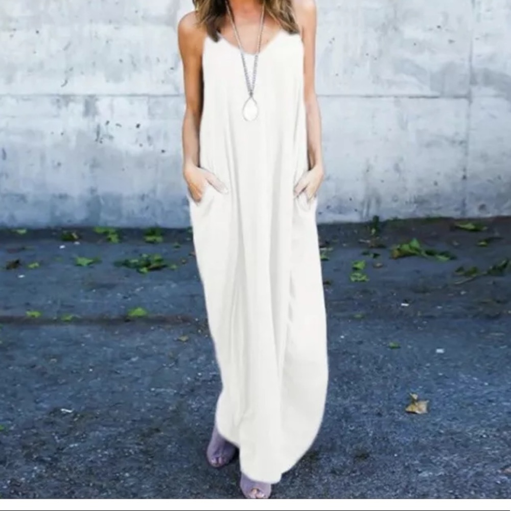 NWT Zenana Boutique Maxi Dress White/Ivory L XL